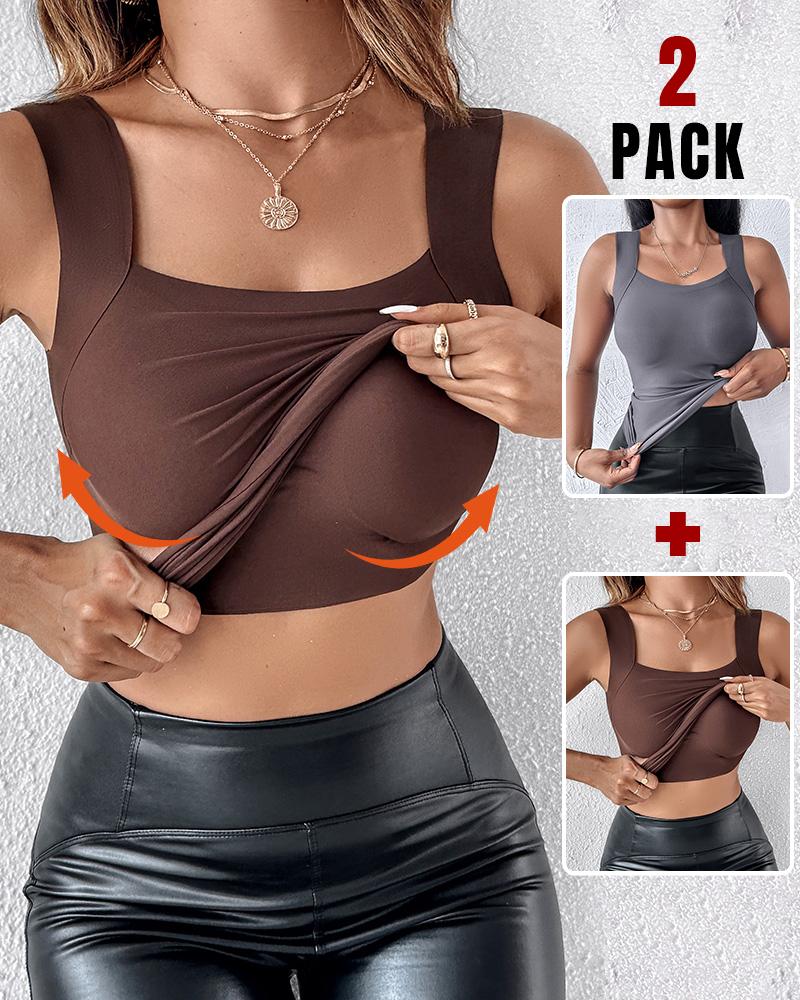 

ChicMe ContourX 2 pièces col en U Shapewear soutien-gorge intégré débardeur haut extensible sans manches coupe ajustée caraco, Style7