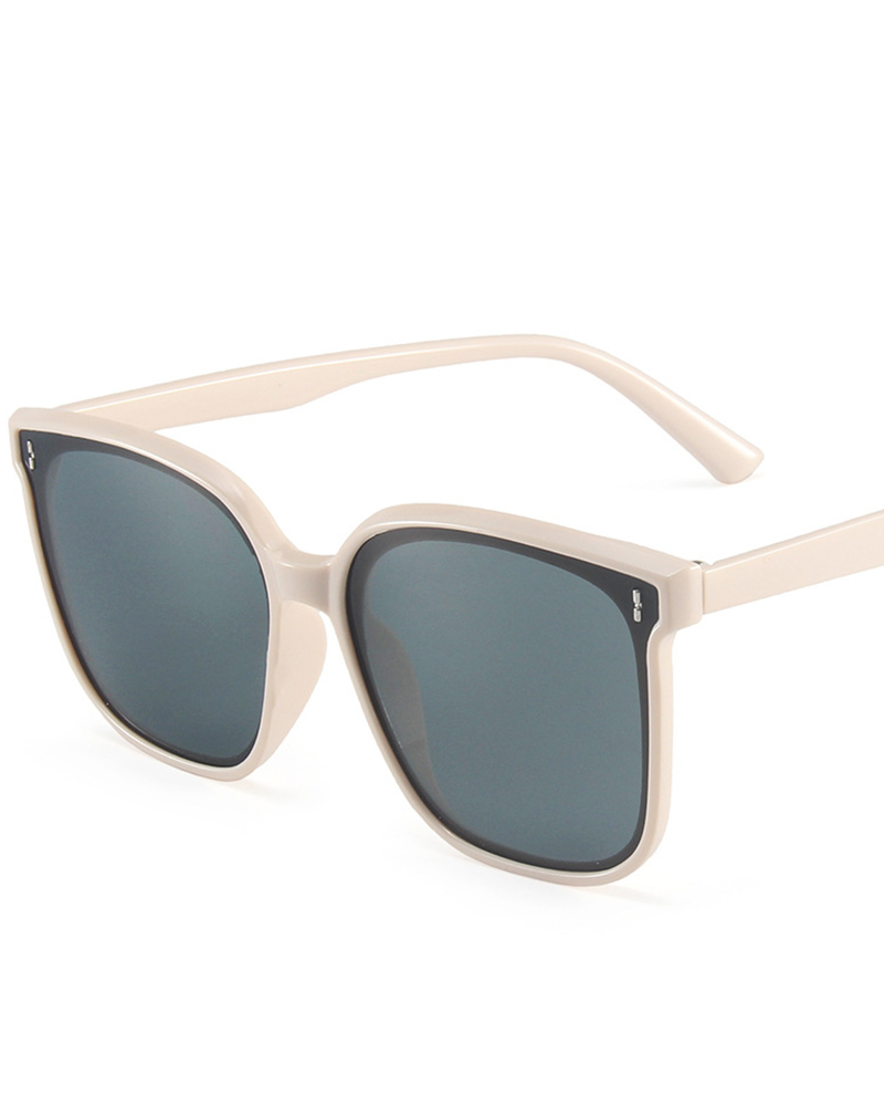 

1Pair Square Frame Studded Sunglasses, Nude