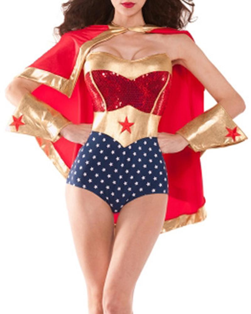 

Halloween Starline Women's Lady Power Superhero Cosplay Costume, Red