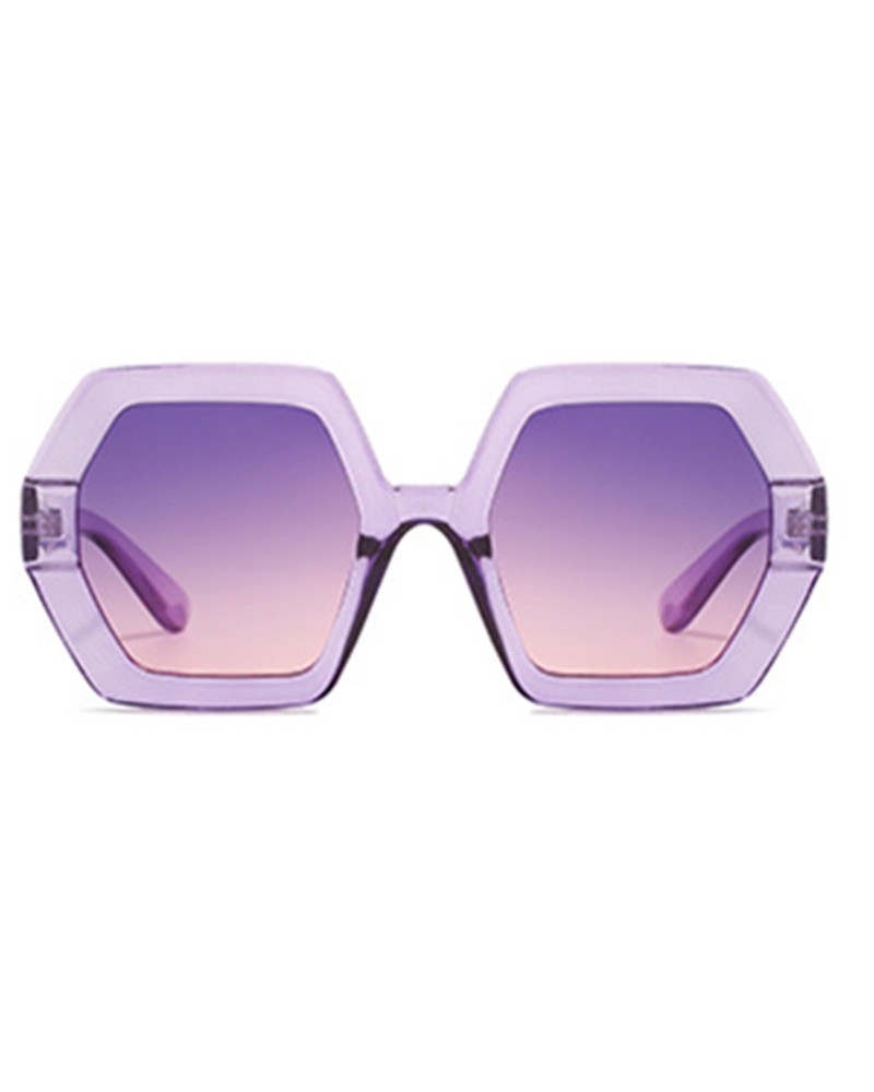 

1Pair Geometrical Frame Ombre Sunglasses, Purple