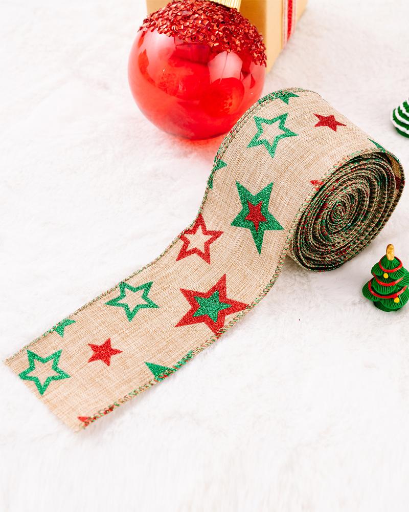 

1Roll Christmas Ribbon Vintage Christmas Tree Burlap Ribbon Gift Wrapping Supplies Christmas Crafts Decoration, Style4