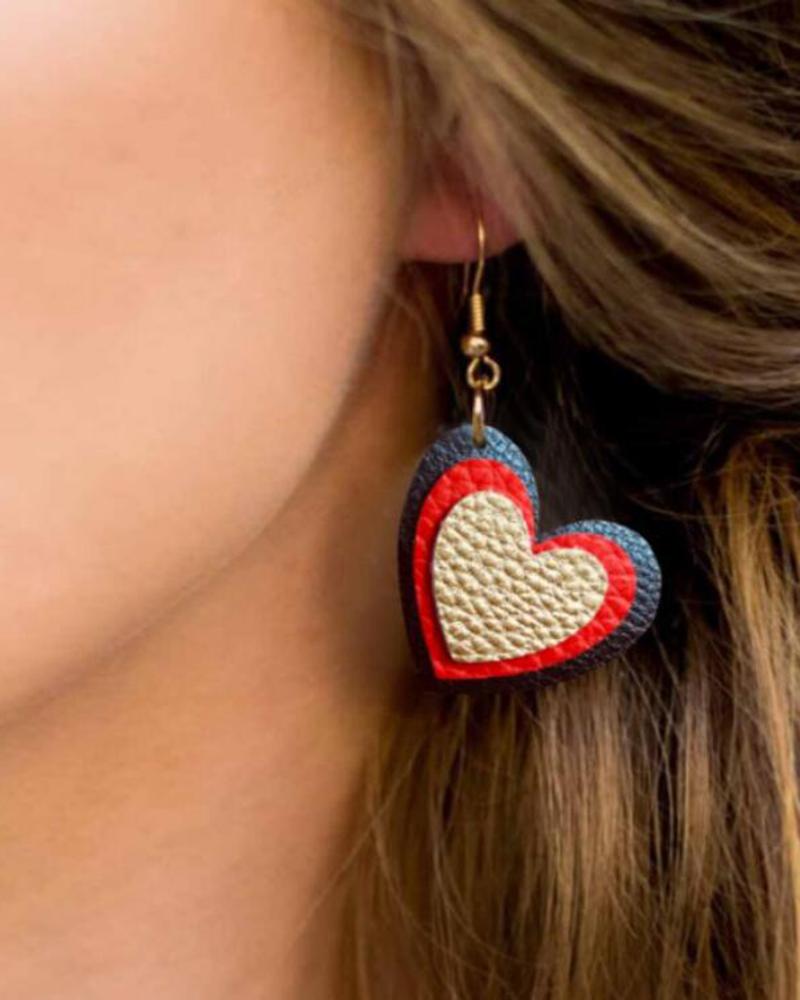 

1Pair Valentine's Day Heart Pattern Drop Earrings, Red
