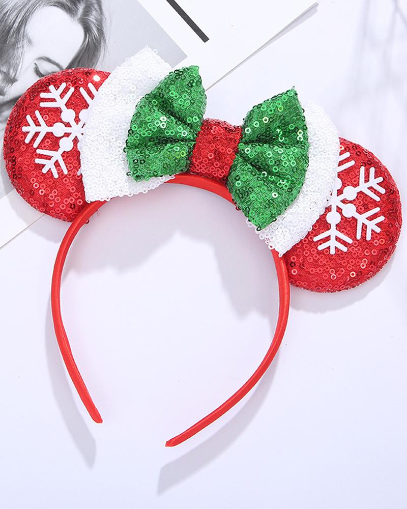 

1pc Christmas Contrast Sequin Bowknot Decor Headband, Style6