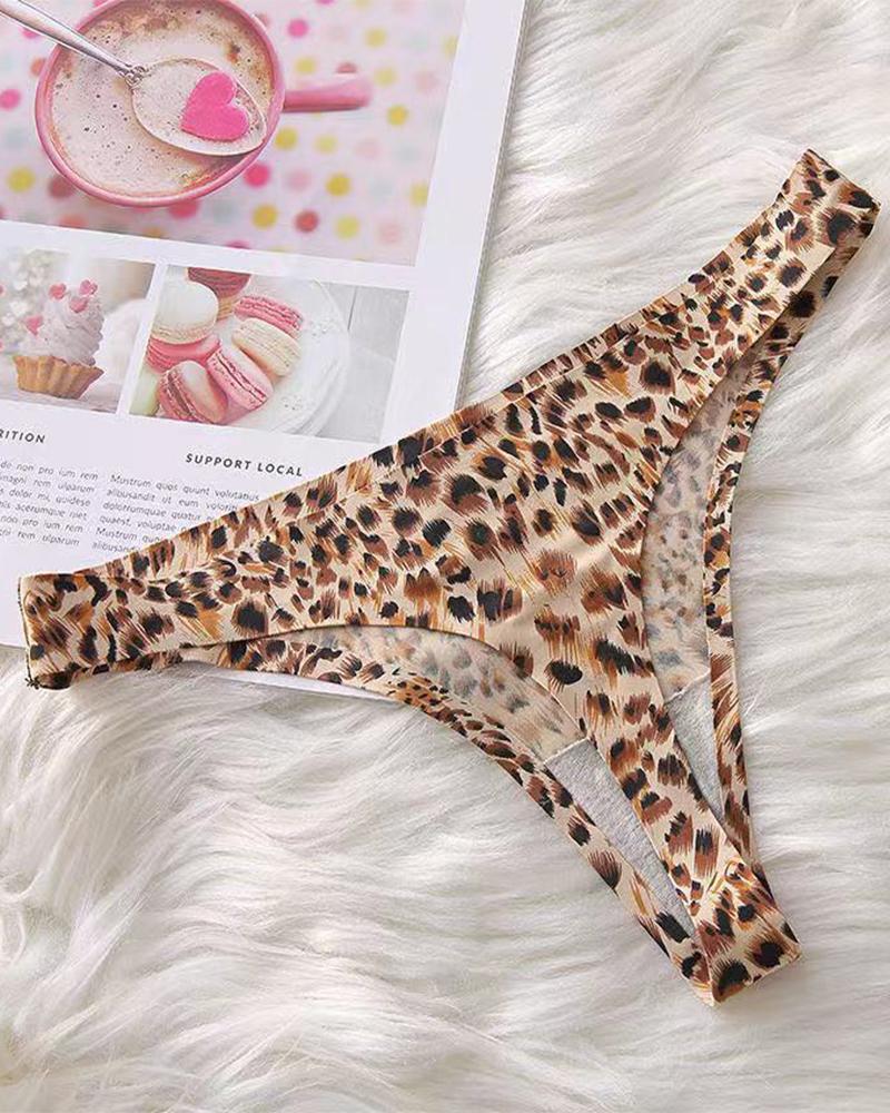 

Leopard Print Skinny Low Waist Thong Panties, Style2