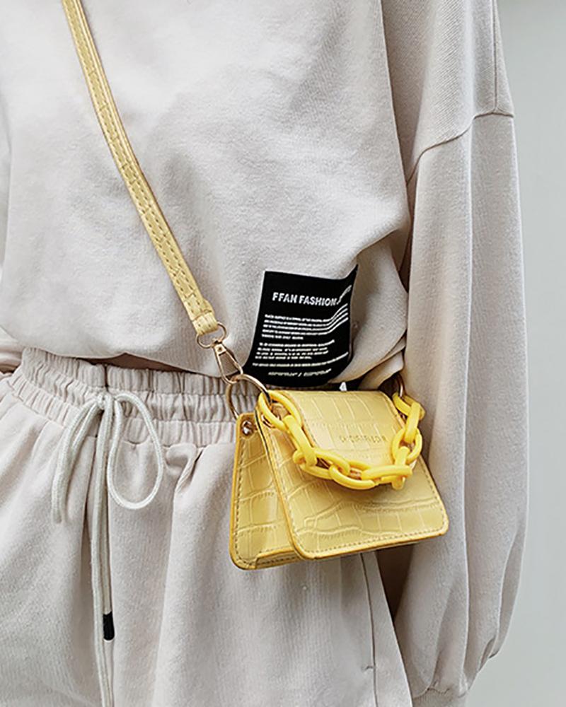 

Croc Embossed Chain Strap Crossbody Bag, Yellow