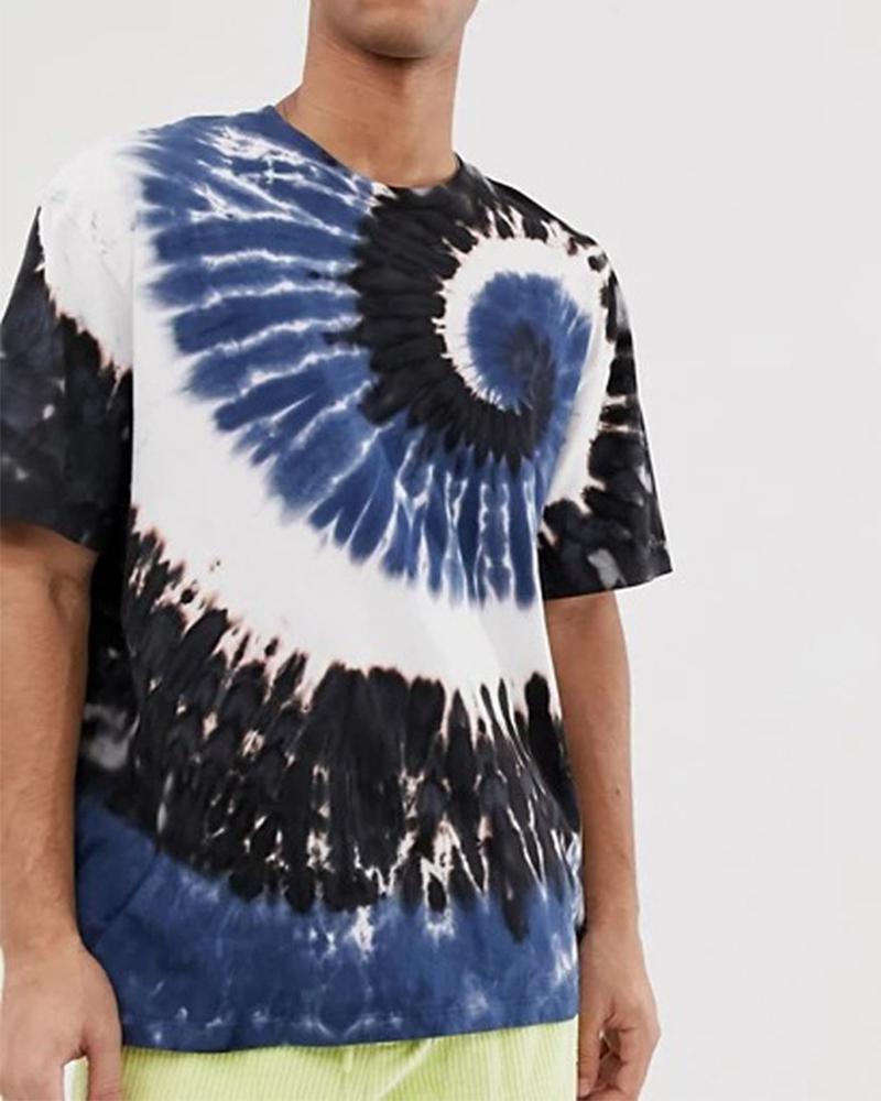 

Art Tie Dye Print Short Sleeve T-shirt, Blue