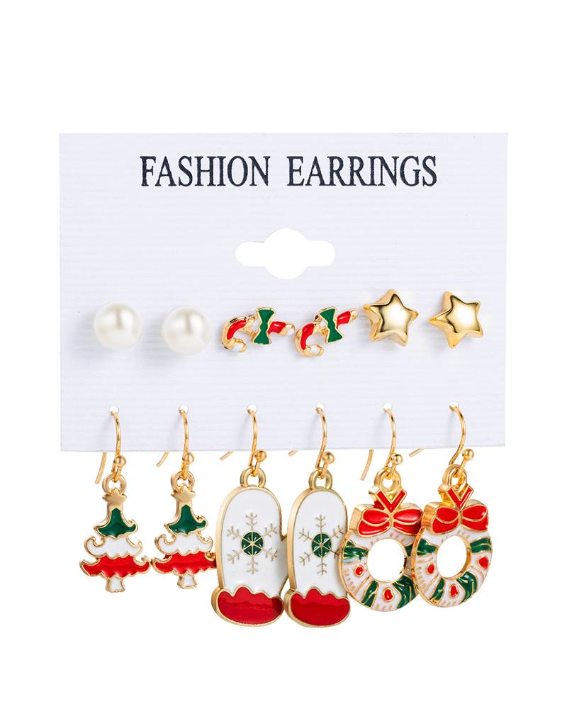 

6Pairs Christmas Cartoon Graphic Earrings Set, Style6