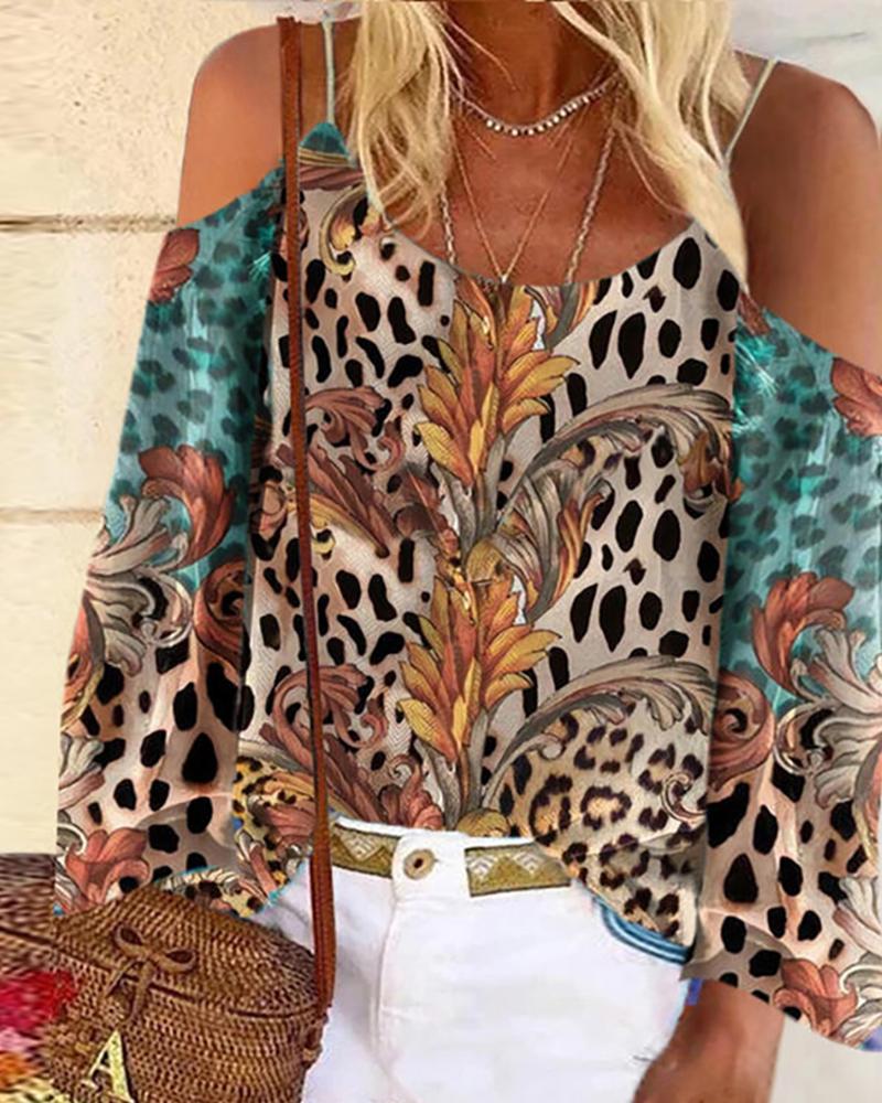 

Cold Shoulder Leopard Print Cami Top