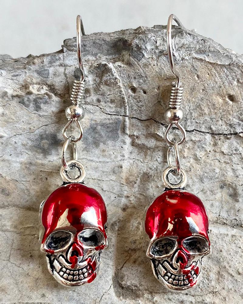 

1Pair Halloween Horror Bloody Axe Knife Skull Head Design Dangle Earrings, Style4