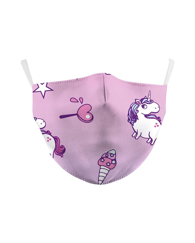 

Cartoon / Floral / Bell Print Breathable Face Mask, Purple