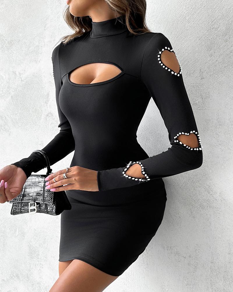 

Vestido bodycon com recorte em coração vazado, Black