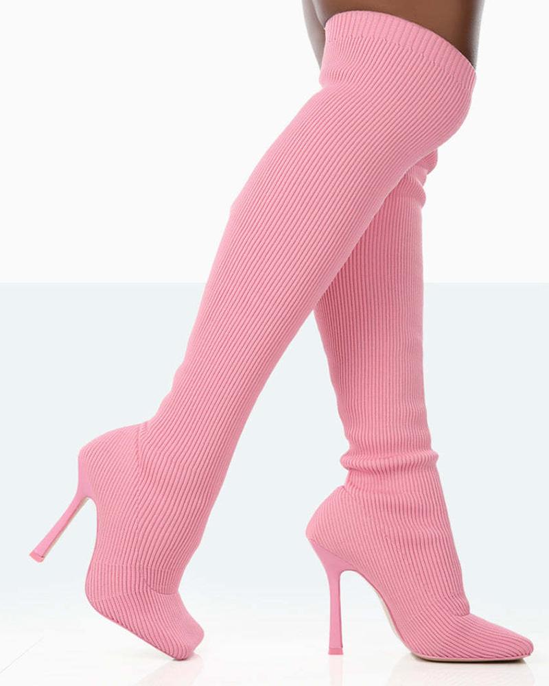 

Over The Knee Stiletto Boots, Pink