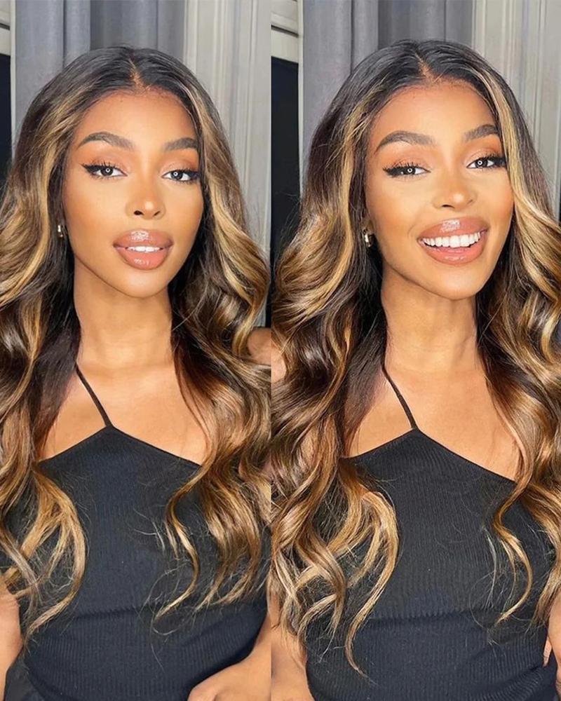 

Long Body Wave Lace Front Middle Part Synthetic Hair Wig, Brown
