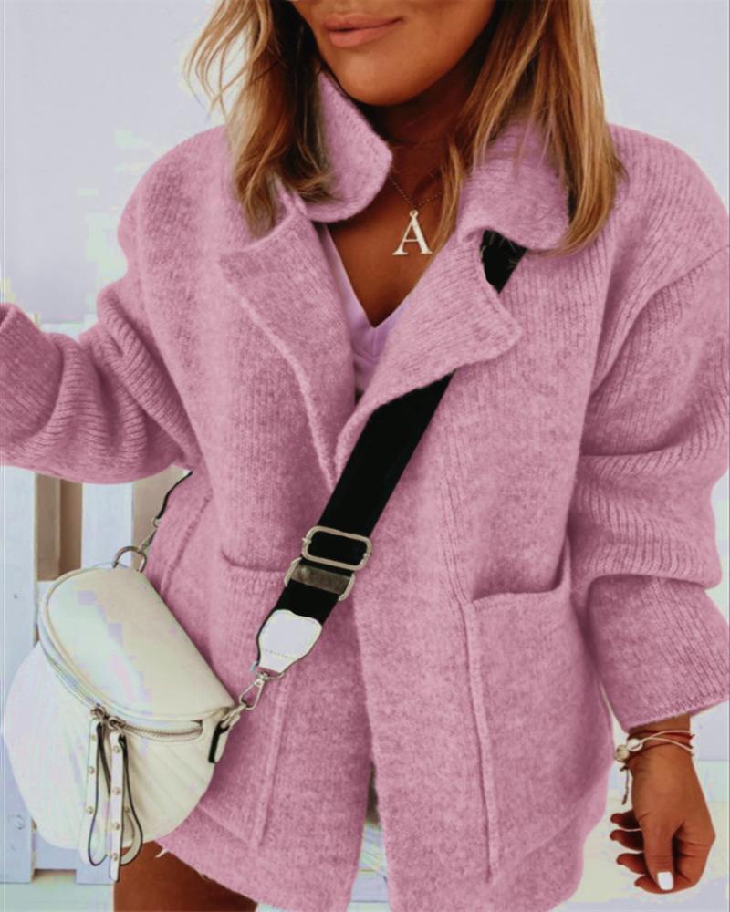 

Pocket Design Long Sleeve Knit Cardigan, Pink