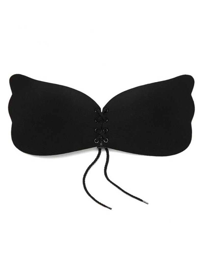 

Push Up Strapless Lace-up Front Breast Petals Invisible Cover Bra Pads, Black