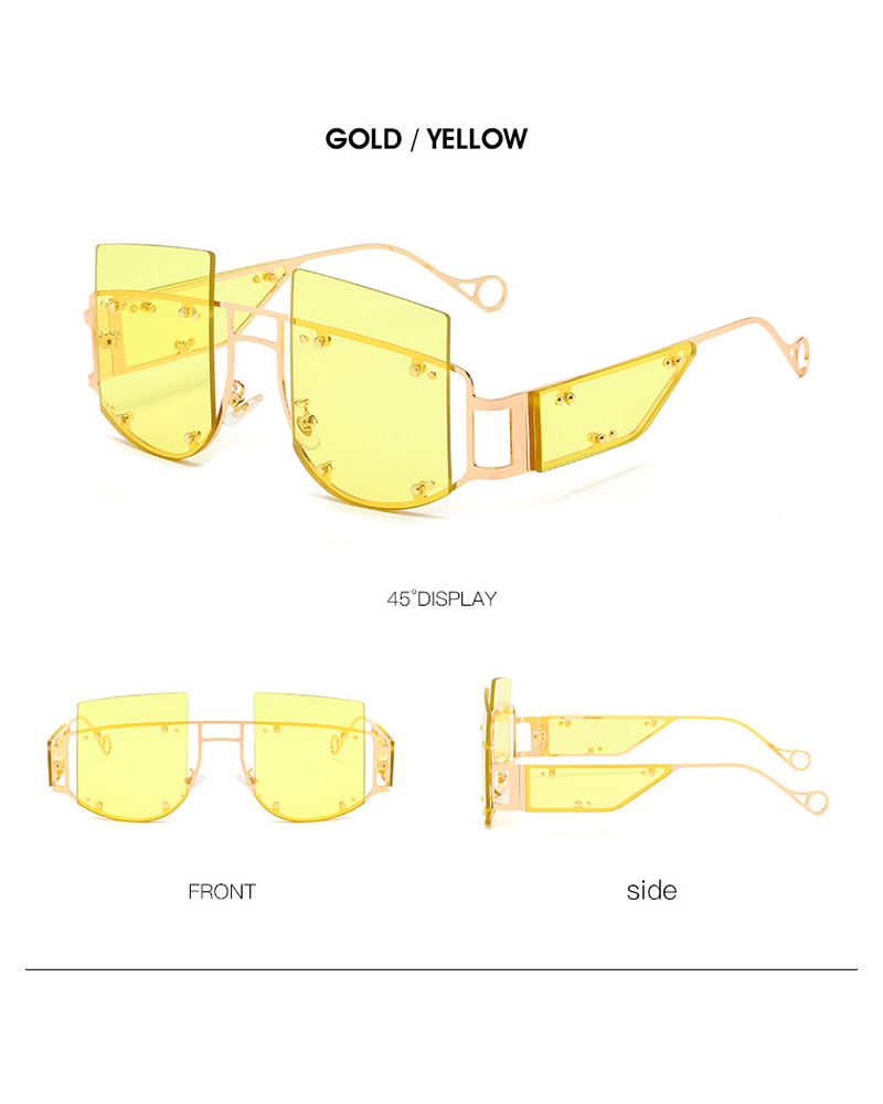 

1Pair Metal Rimless Square Shaped Sunglasses, Yellow
