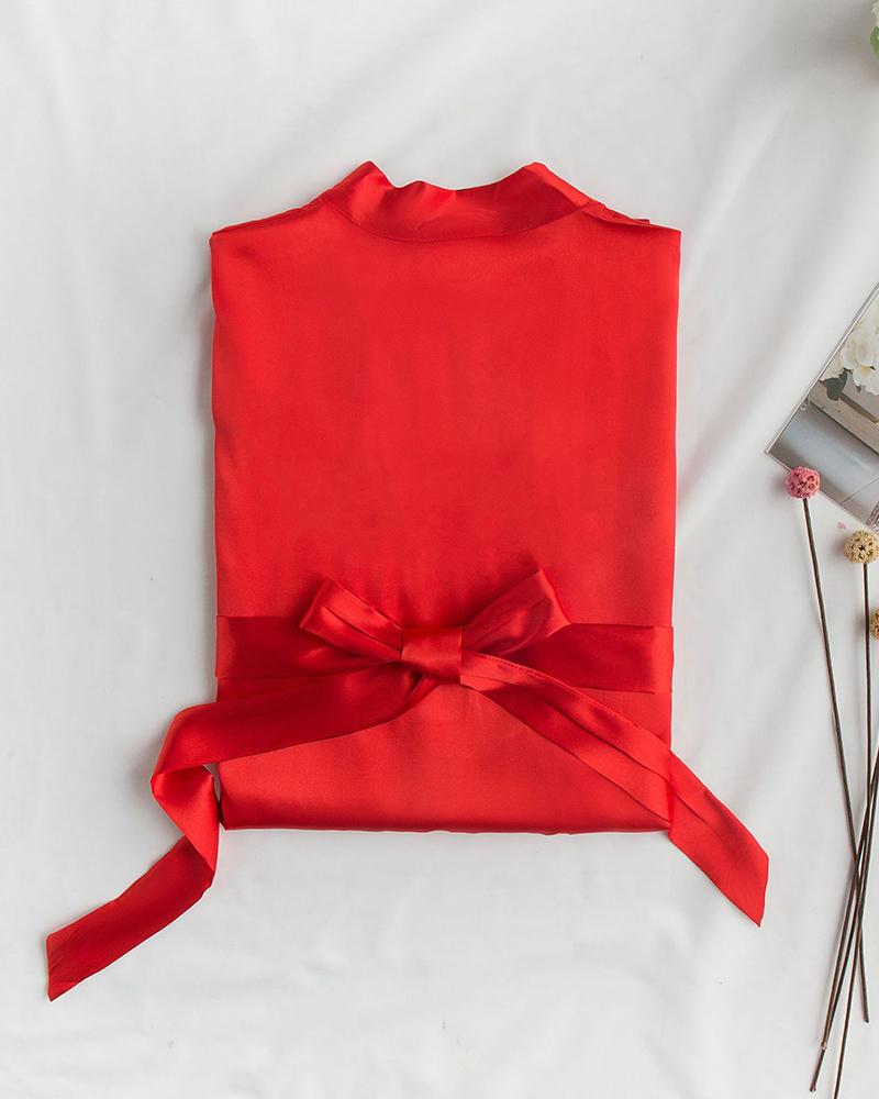 

Plain Satin Wedding Bridesmaid Bride Robe, Red