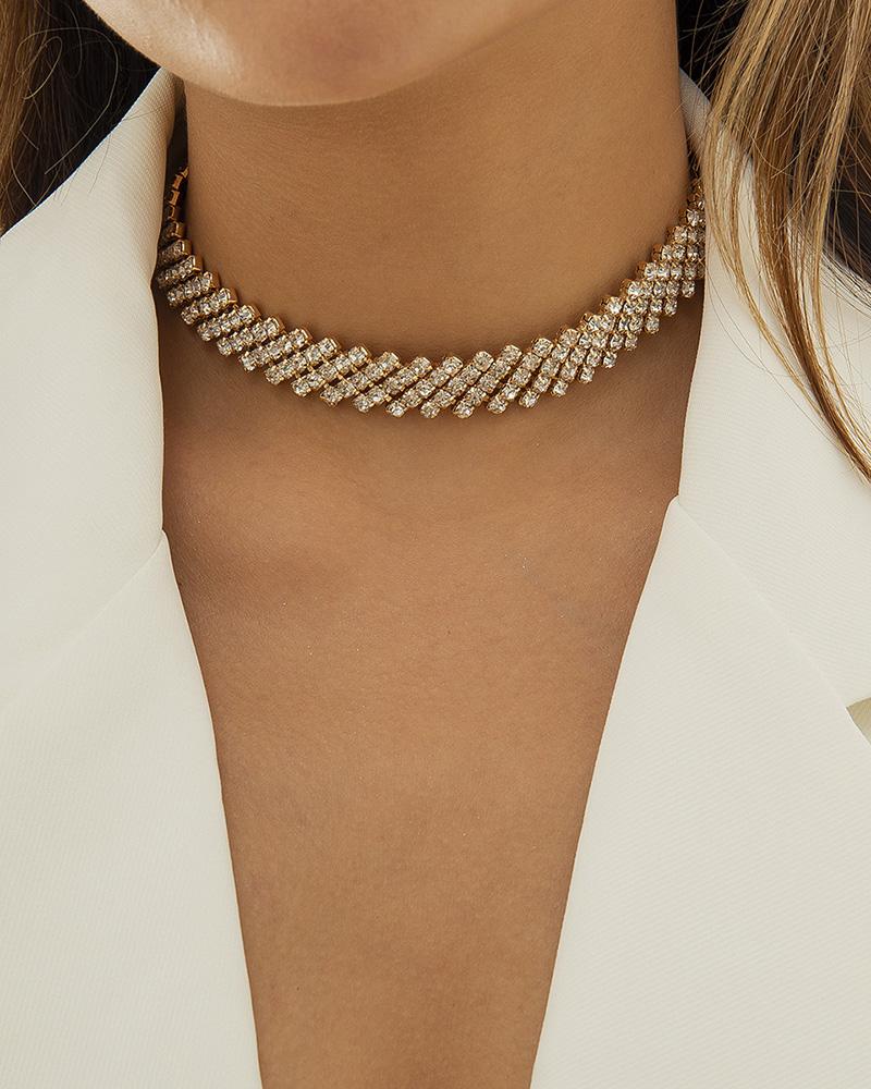 

Rhinestone Decor Minimalism Choker, Gold