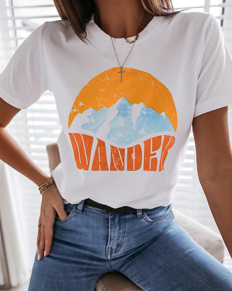 

Letter Mount Print Casual T-shirt, White
