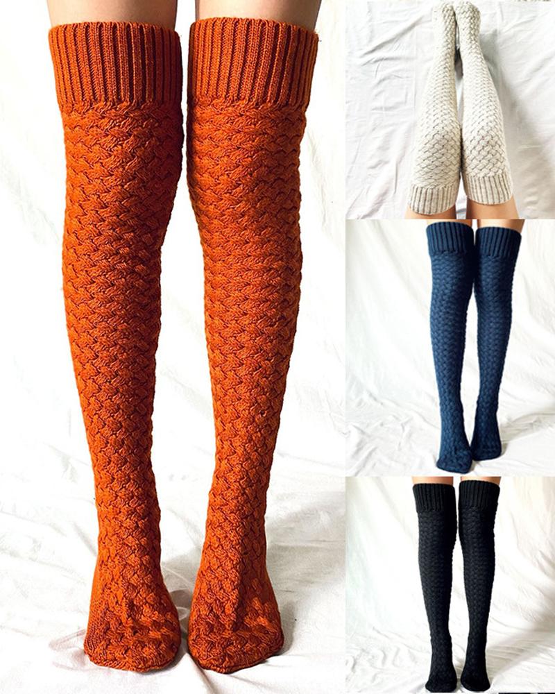 

Thigh High Knit Leg Warmers Winter Warm Long Boot Socks, Orange