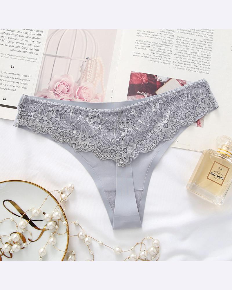 

Sexy Lace Skinny Thong Panties, Gray