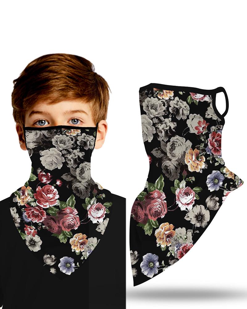 

Floral Print Breathable Ear Loop Face Cover Windproof Outdoors For Children, Black