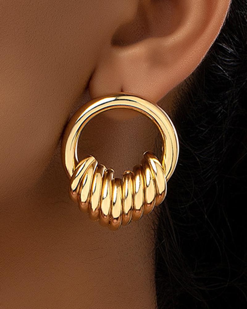 

1Pair Fashionable Hoop Earrings With Round Dangle Pendant, Gold