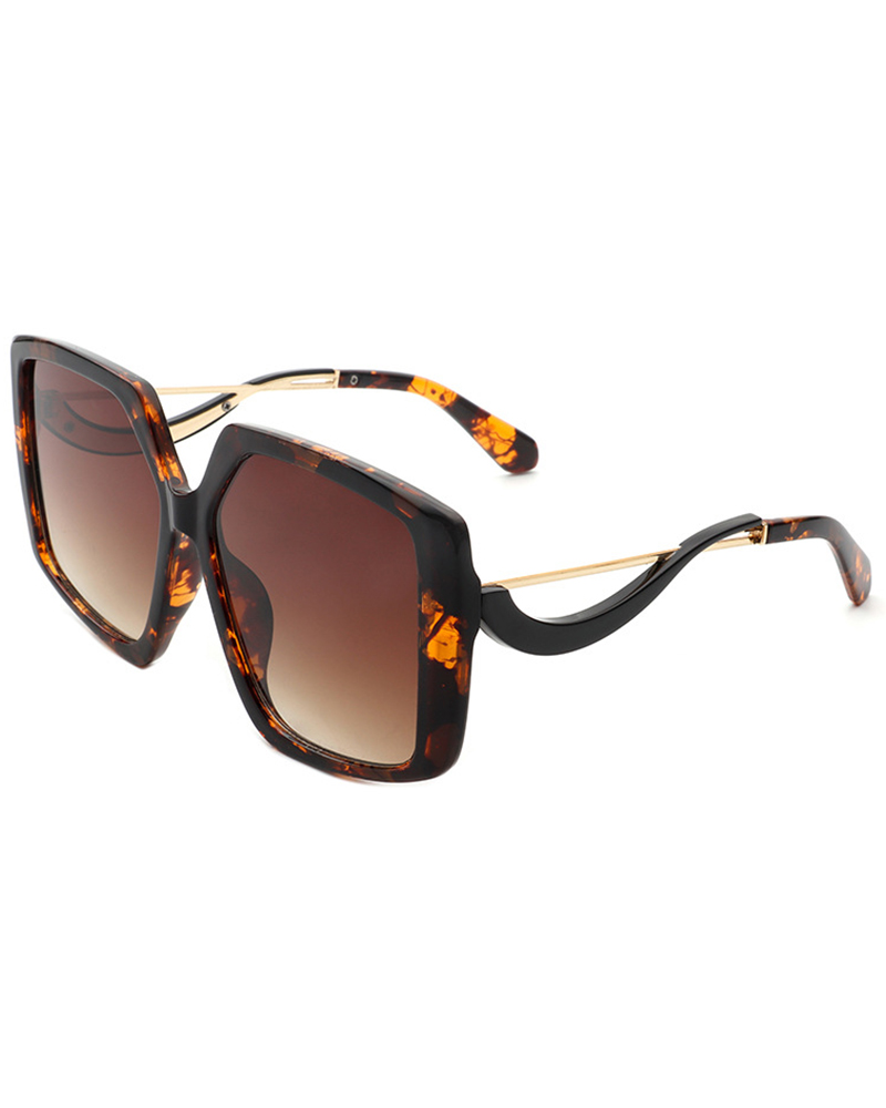 

1Pair Gradient Big Fashionable Square Sunglasses, Leopard