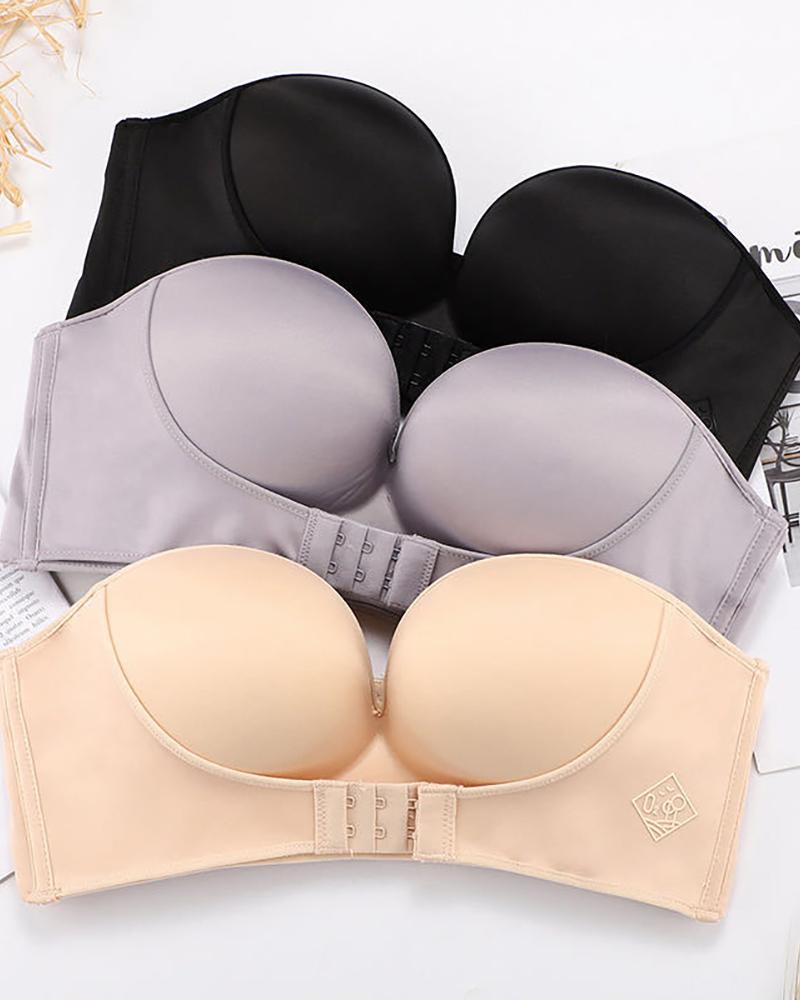 

Women Invisible Bras Front Closure Sexy Push Up Bra Underwear Lingerie for Female Brassiere Strapless Seamless Bralette ABC Cup, Nude