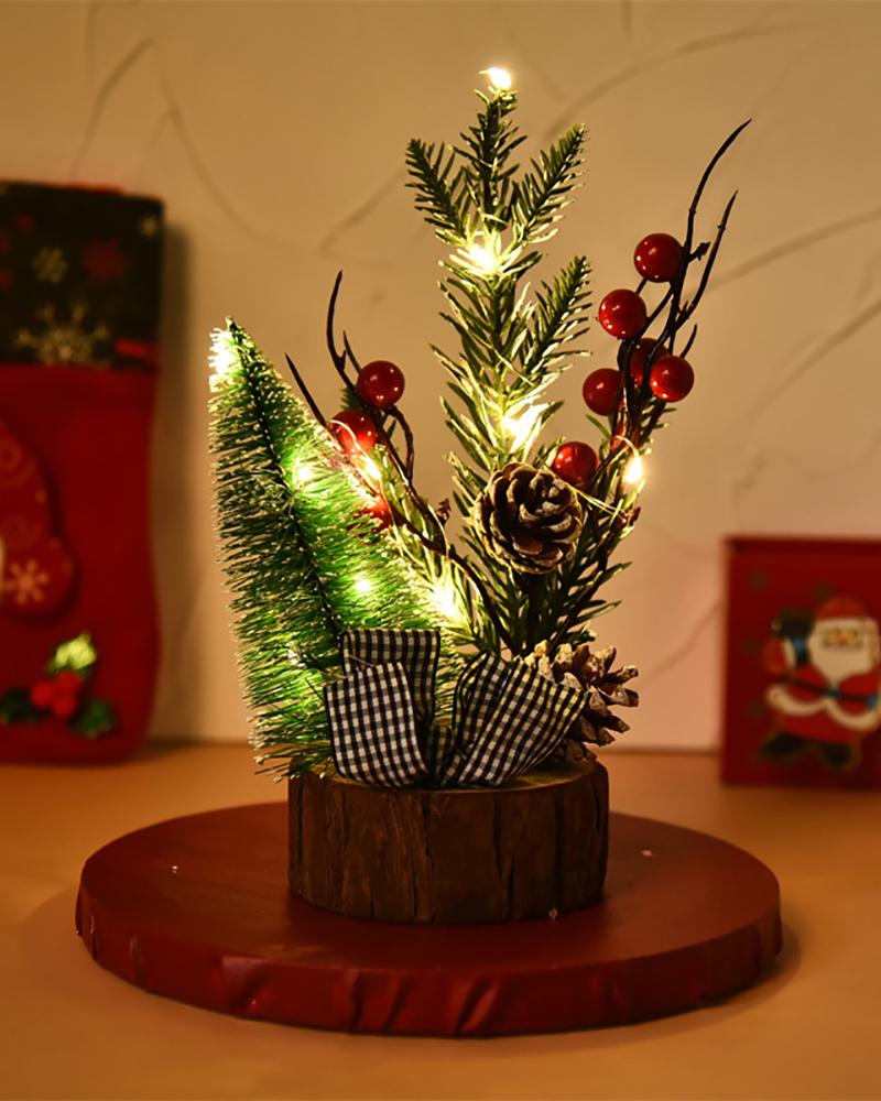 

Mini Christmas Trees LED Lights Ornament Wooden Table Top Decor, Style2