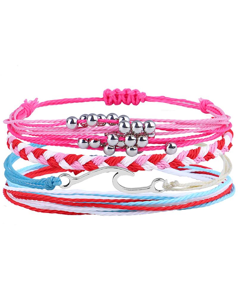 

4pcs Bohemian Colorful Braided Beaded Clan Bracelets, Style4