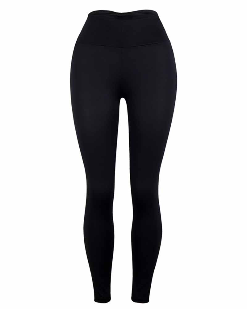 

Solid Skinny High Elastic Yoga Pants, Black