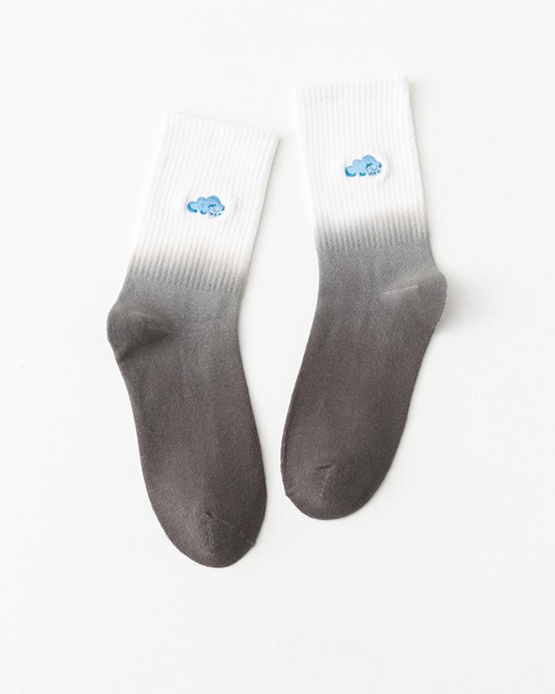 

Ombre Tie Dye Print Long Socks, Gray