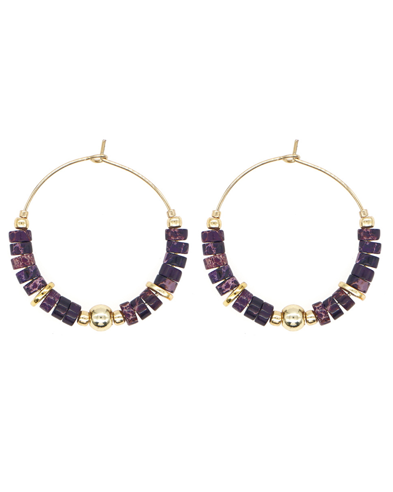 

1Pair Bohemian Beaded Hoop Earrings, Coffee