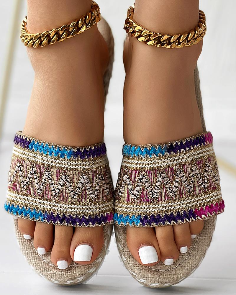 

Braided Bohemian Beach Slippers Outdoor Sandals, Multicolor