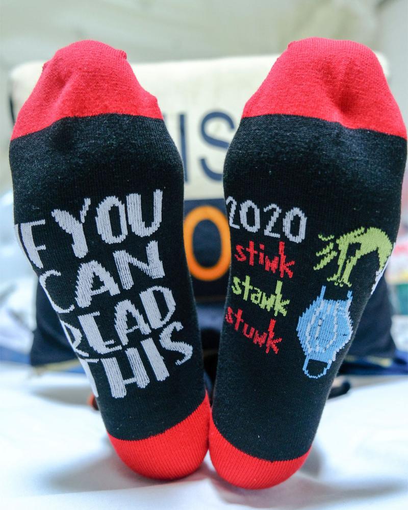 

1Pair Christmas Grinch Letter Print Socks, Black