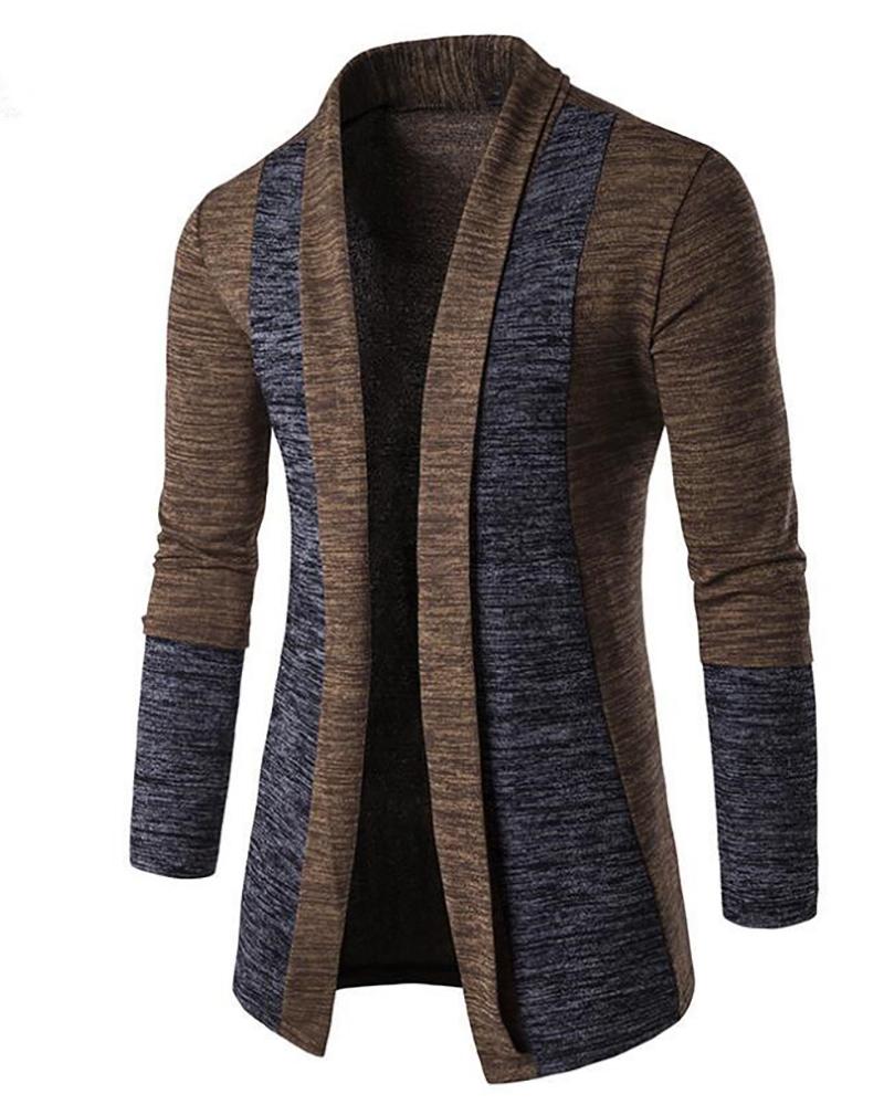 

Men Colorblock Long Sleeve Cardigan, Style1