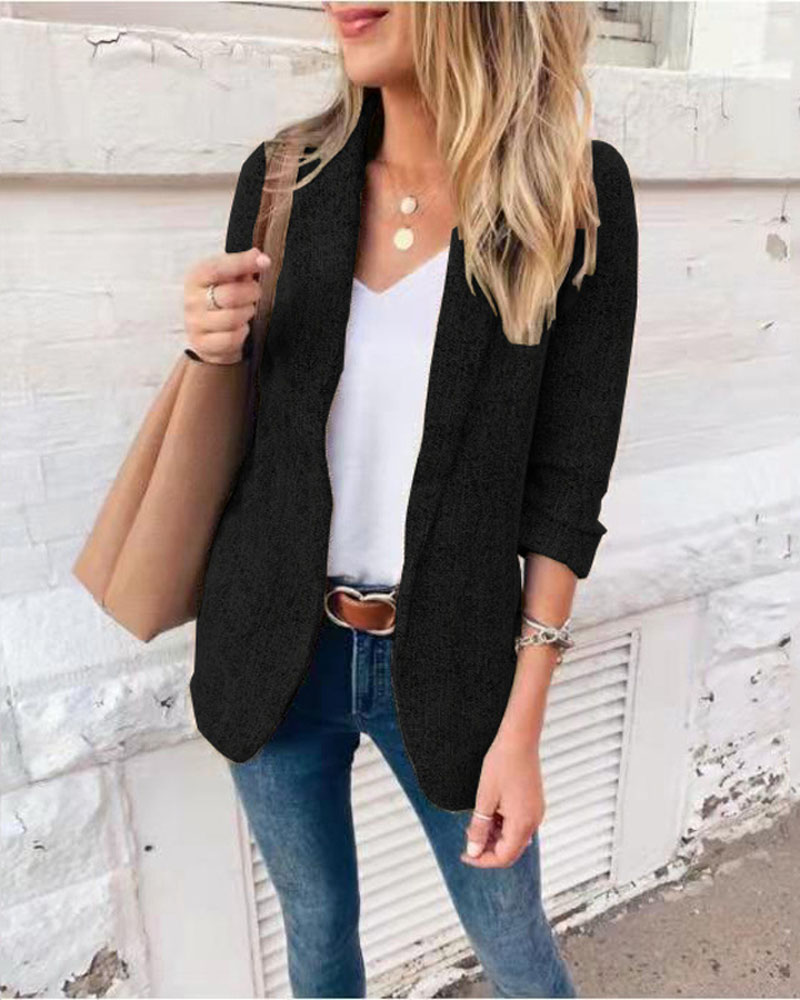 

Long Sleeve Shawl Collar Blazer Coat, Black