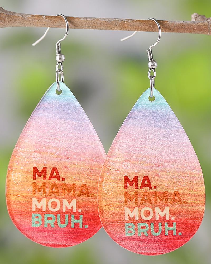 

1Pair Mother's Day MA MAMA MOM BRUH Ombre Hook Earrings, Pink