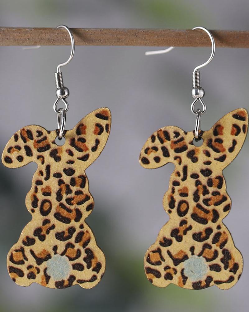 

1Pair Easter Leopard Bunny Drop Hook Earrings