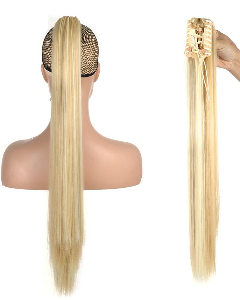 

False Ponytail Hair Extensions Claw Clip Synthetic Straight Wavy False Tail Hairpiece, Style3