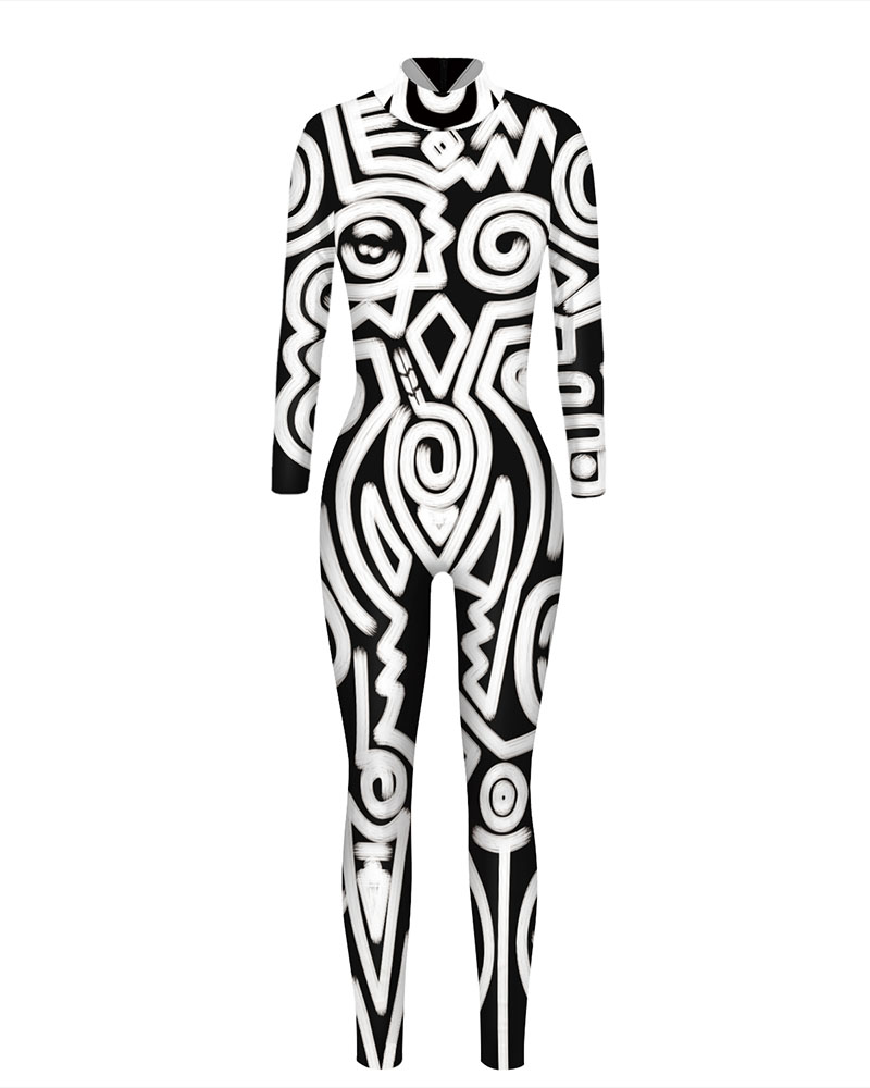 

Halloween Print Skinny Costume Jumpsuit, Style2