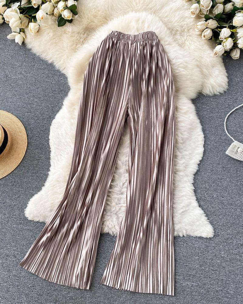 

Pleated High Waist Wide Leg Pants, Coffee