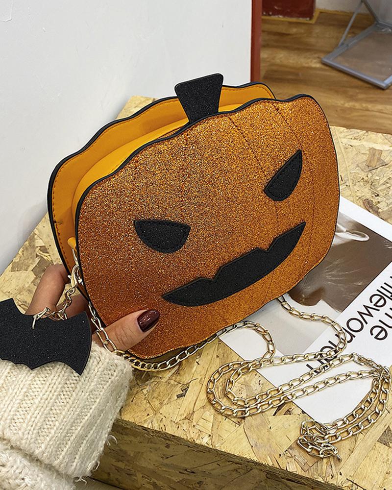 

Halloween Pumpkin Shaped Funny Shoulder Bag, Gold