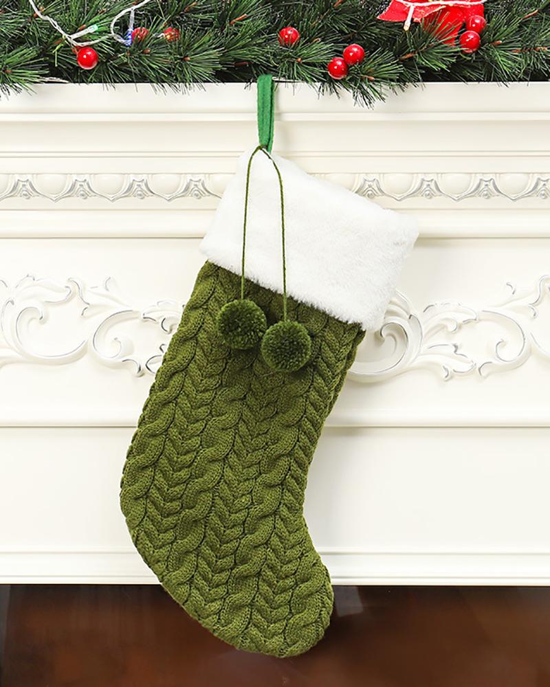 

Knit Christmas Stockings Large Xmas Stockings With Faux Fur Cuff For Christmas Ornament, Green