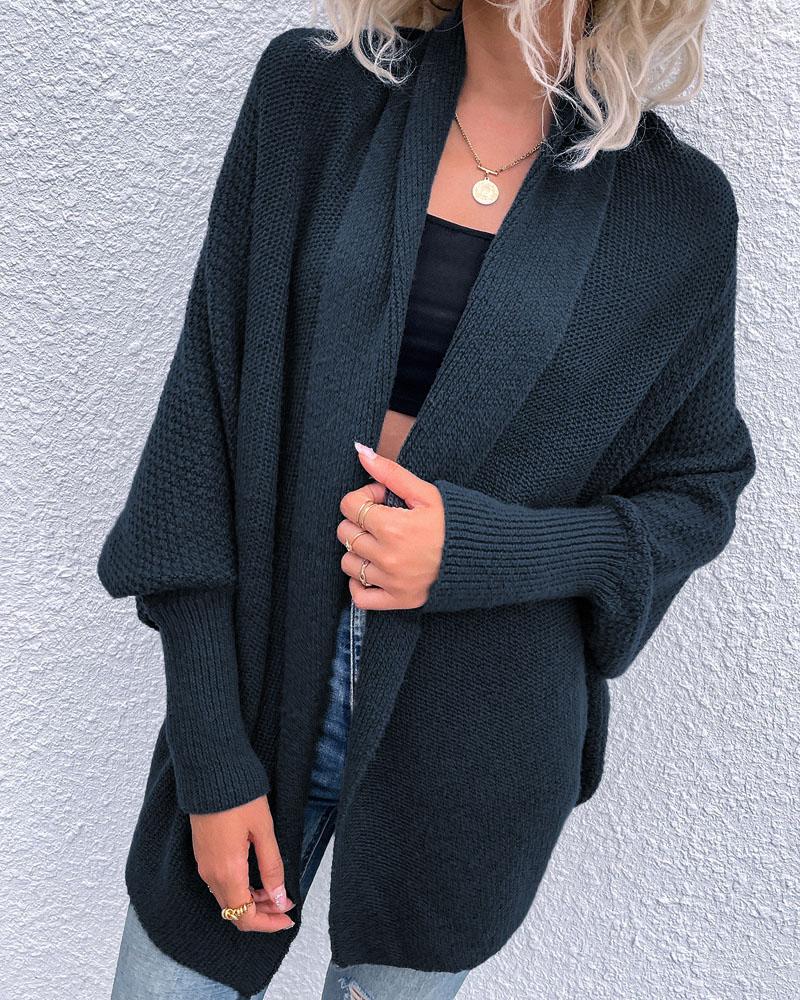 

Batwing Sleeve Open Front Cardigan, Gray