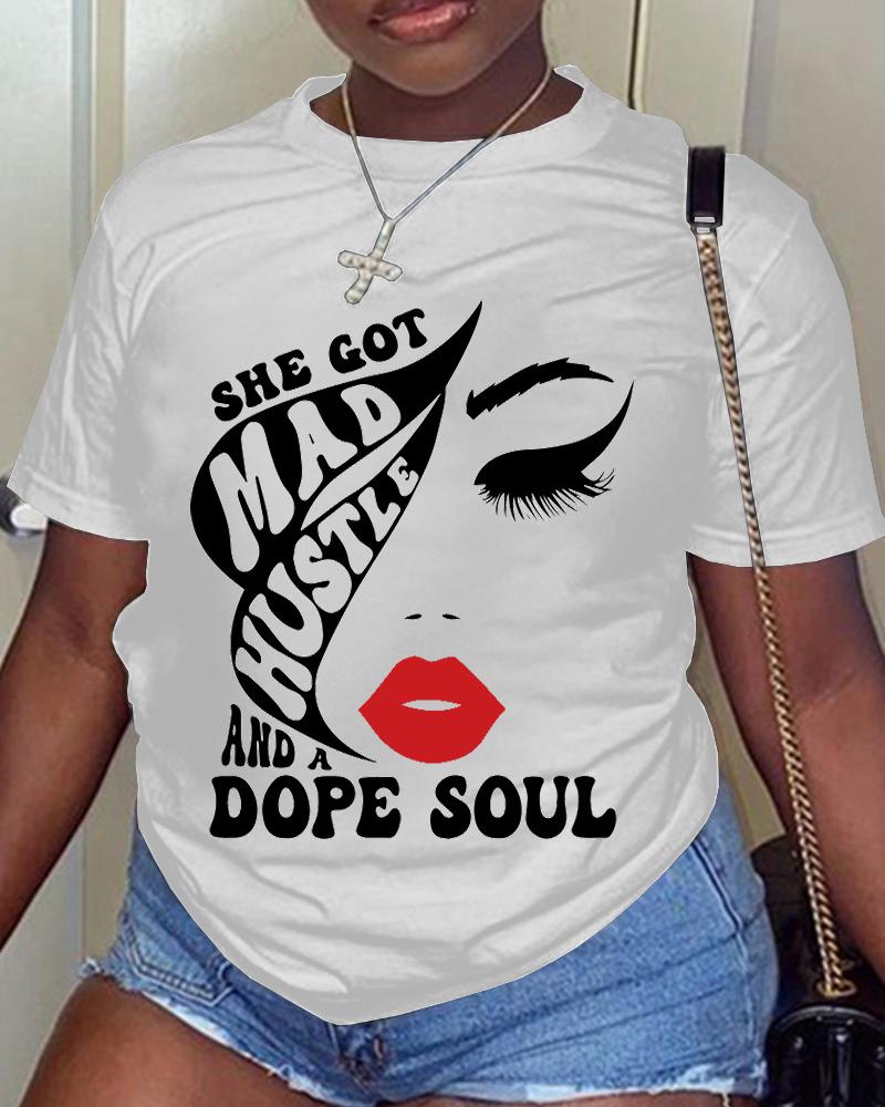 

Plus Size Figure Letter Print Casual T-shirt, White