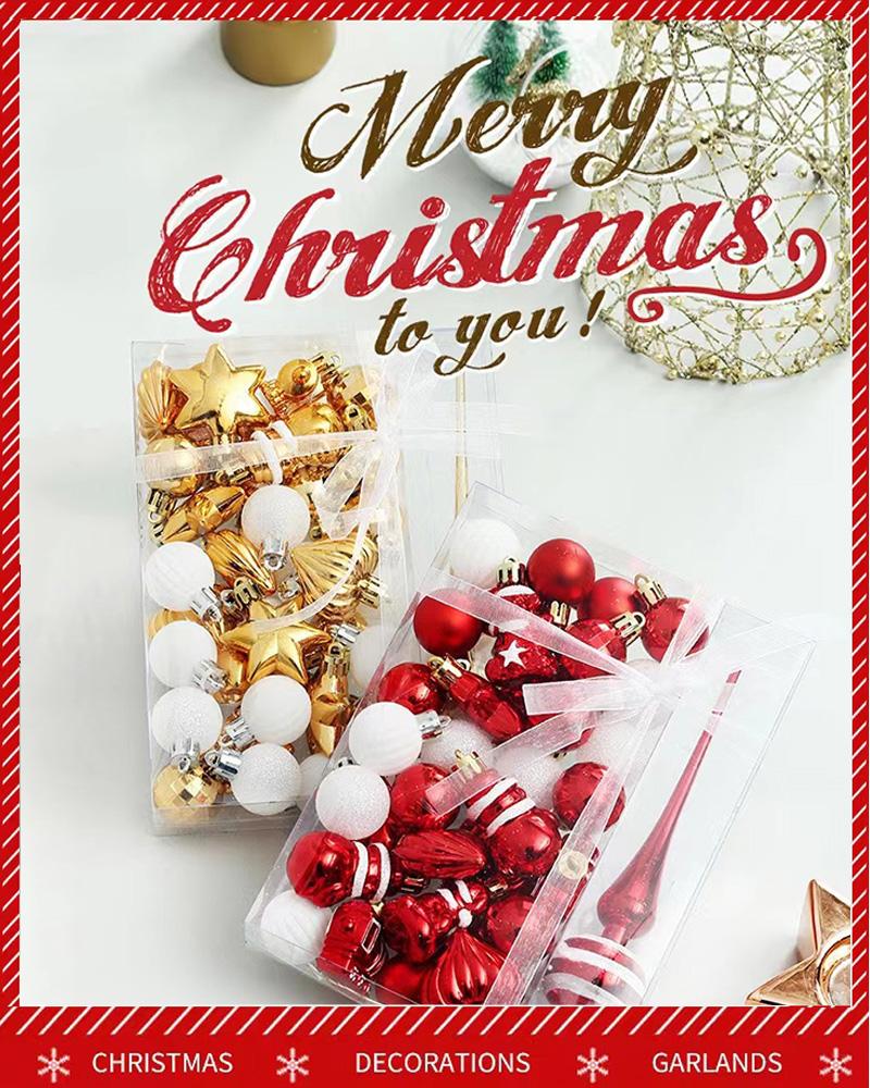 

34pcs Christmas Ball Christmas Ornaments Set Decorations For Xmas Tree Balls, Red
