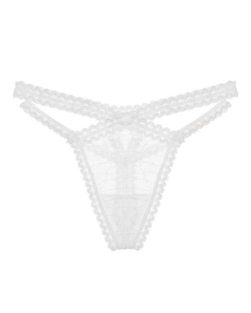 

Crochet Lace Cutout Bowknot Decor Panty, White