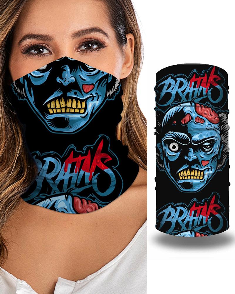 

Skull Print Breathable Face Bandana Magic Scarf Headwrap Balaclava, Light blue